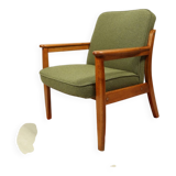 Fauteuil vintage vert boucle 1960 Scandinavian design