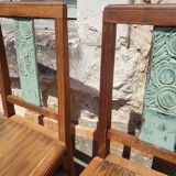 Table and chairs art deco wood and pastel