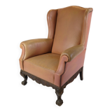 Chaise antique à haut rabat de style Chesterfield des années 1920