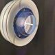 Blue lacquered metal lamp, with several layers of shades, Danish from the 80s.