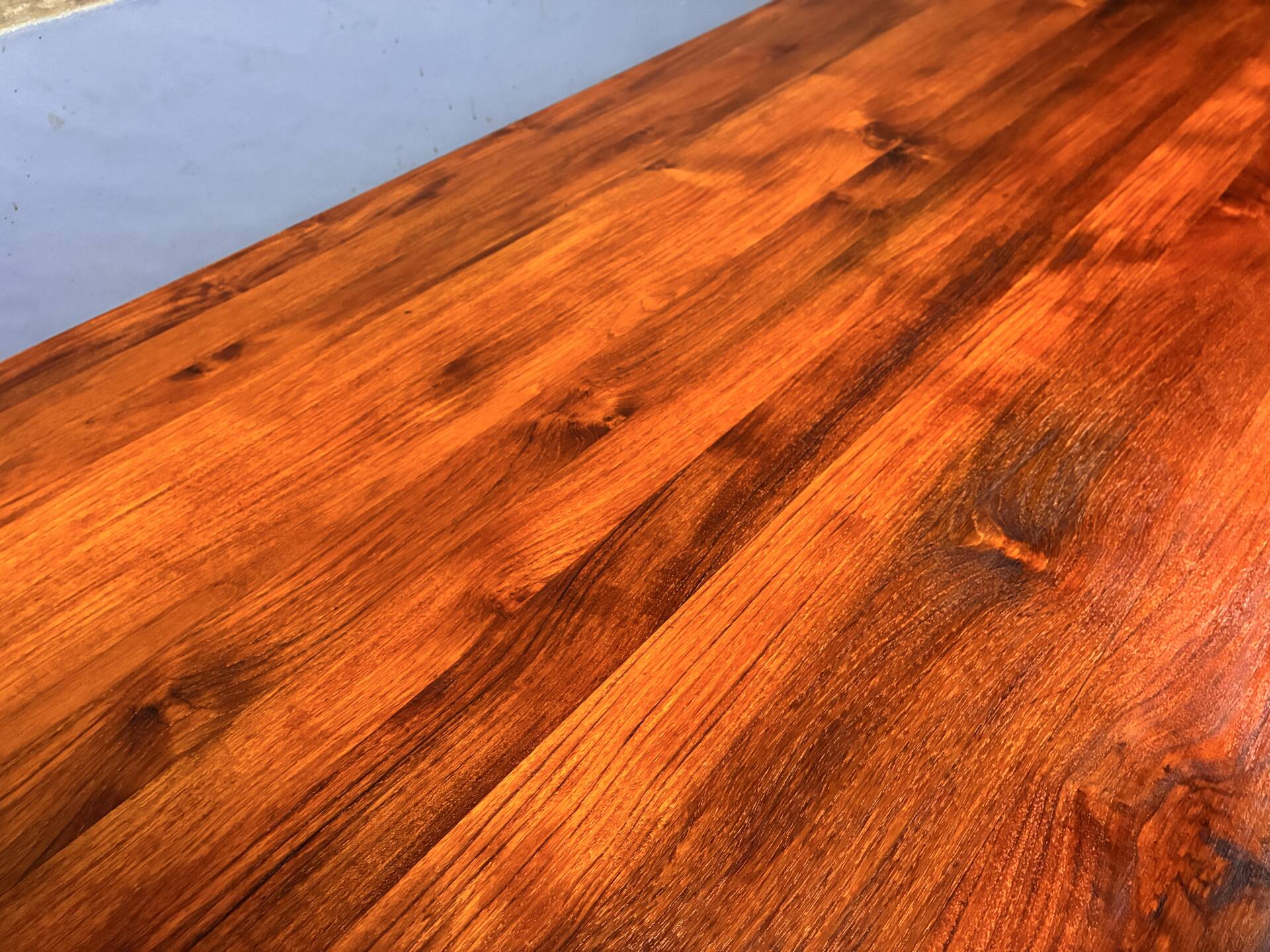 Vintage minimalist dining table chrome teak