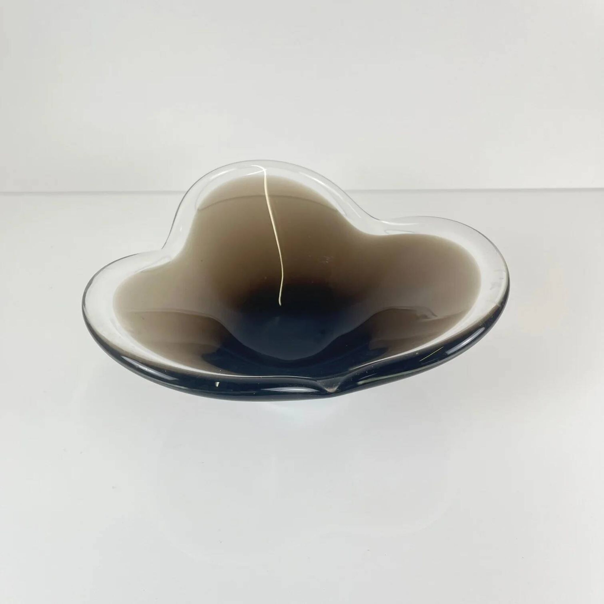 Smoked glass bowl, free-form, 1970