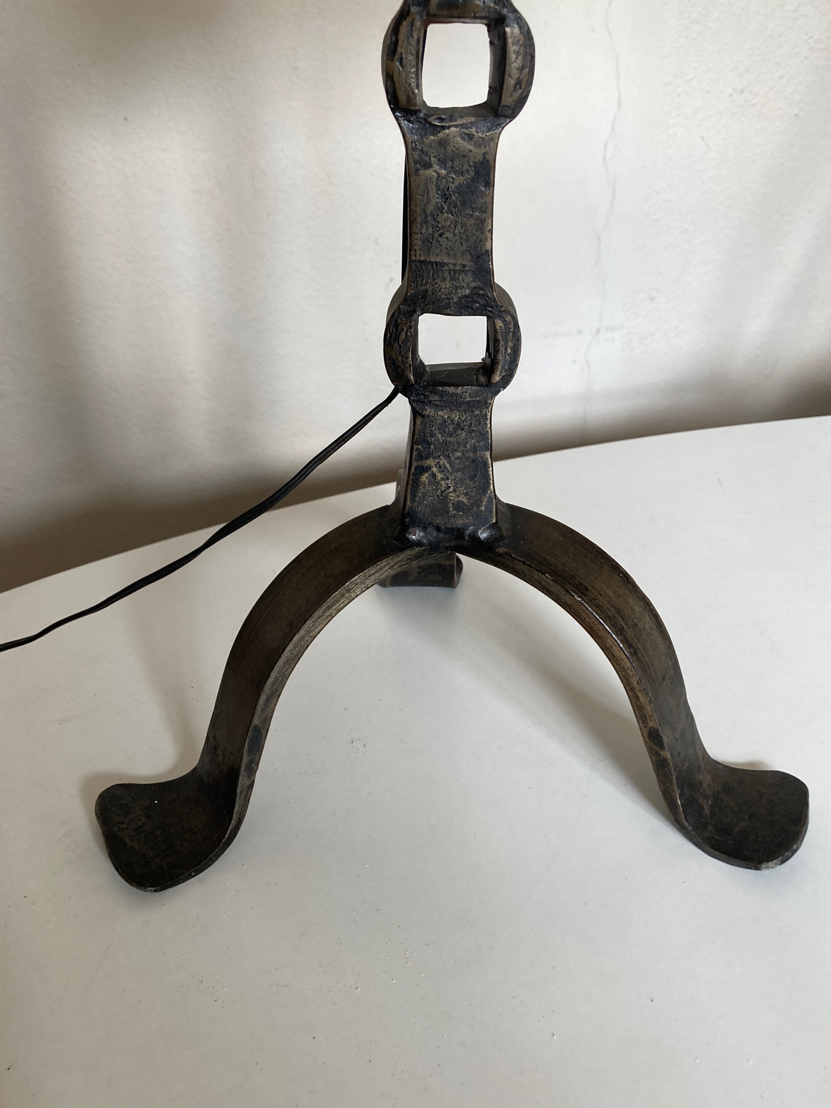 Beaten iron lamp 1970 brutalist