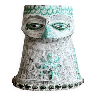 Glazed ceramic owl – Totem sculpture