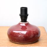 Pink ceramic lamp, raffia lampshade, 70s