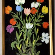 Tableau ancien , nature morte aux tulipes XX siècle