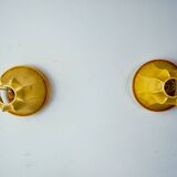 Pair of "cocoon" wall lights, pear shape, resin and pine, Italy, 1970