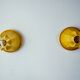 Pair of "cocoon" wall lights, pear shape, resin and pine, Italy, 1970