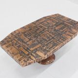 Vintage mid century brutalist copper coffee table 1970s