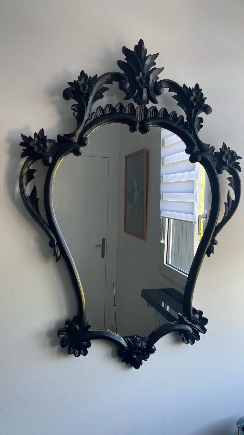 Black wood mirror