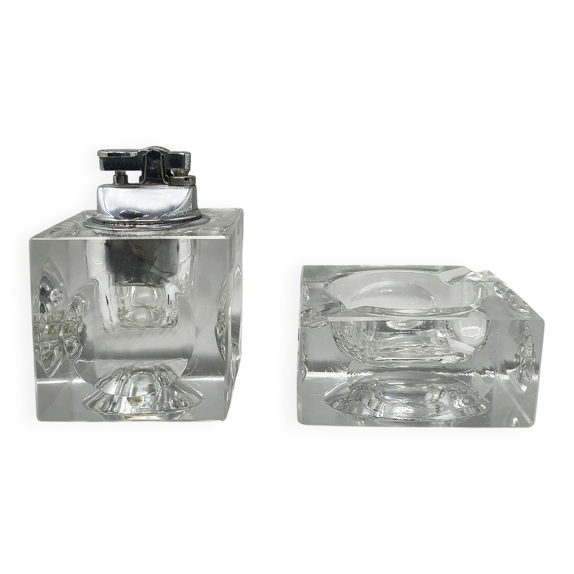 1970s Italian crystal glass smoking set by Antonio Imperatore
