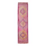 3x12 Vintage Pink & Orange Vintage Runner Rug, 90x359Cm
