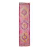 Tapis de couloir vintage rose et orange 3x12, 90x359 cm
