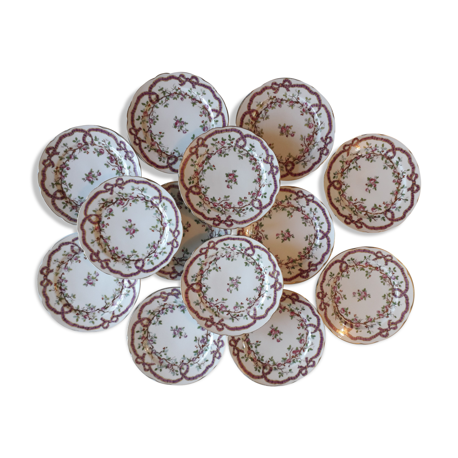 Set of 13 porcelain plates from PARIS - EDMOND HONORE - Early nineteenth