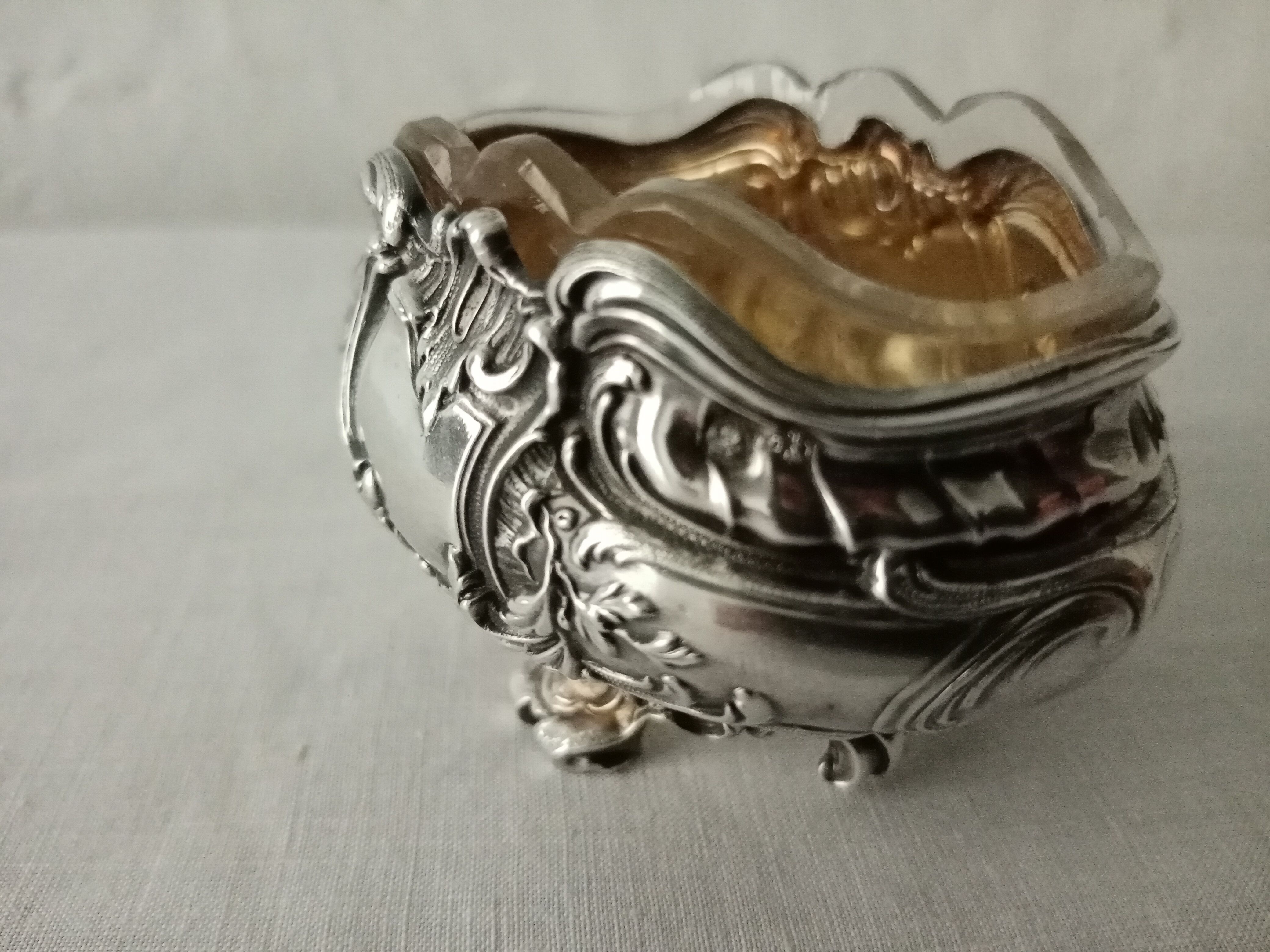 Former silver salt shaker miner punches rock dirt silver and 19th century glass