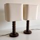 Pair of French Art Deco Wooden Table Lamps Attributed to Charles Dudouyt