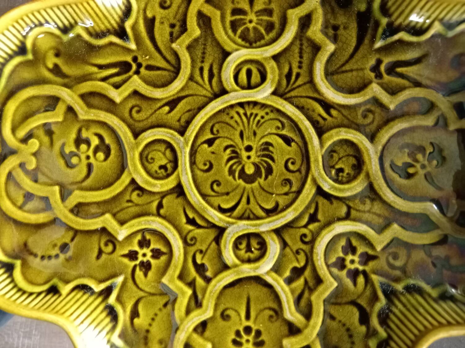 Olive green earthenware dish