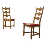 Vintage 1960s Danish brutalist ladderback oak chairs in the style of Kjærnulf