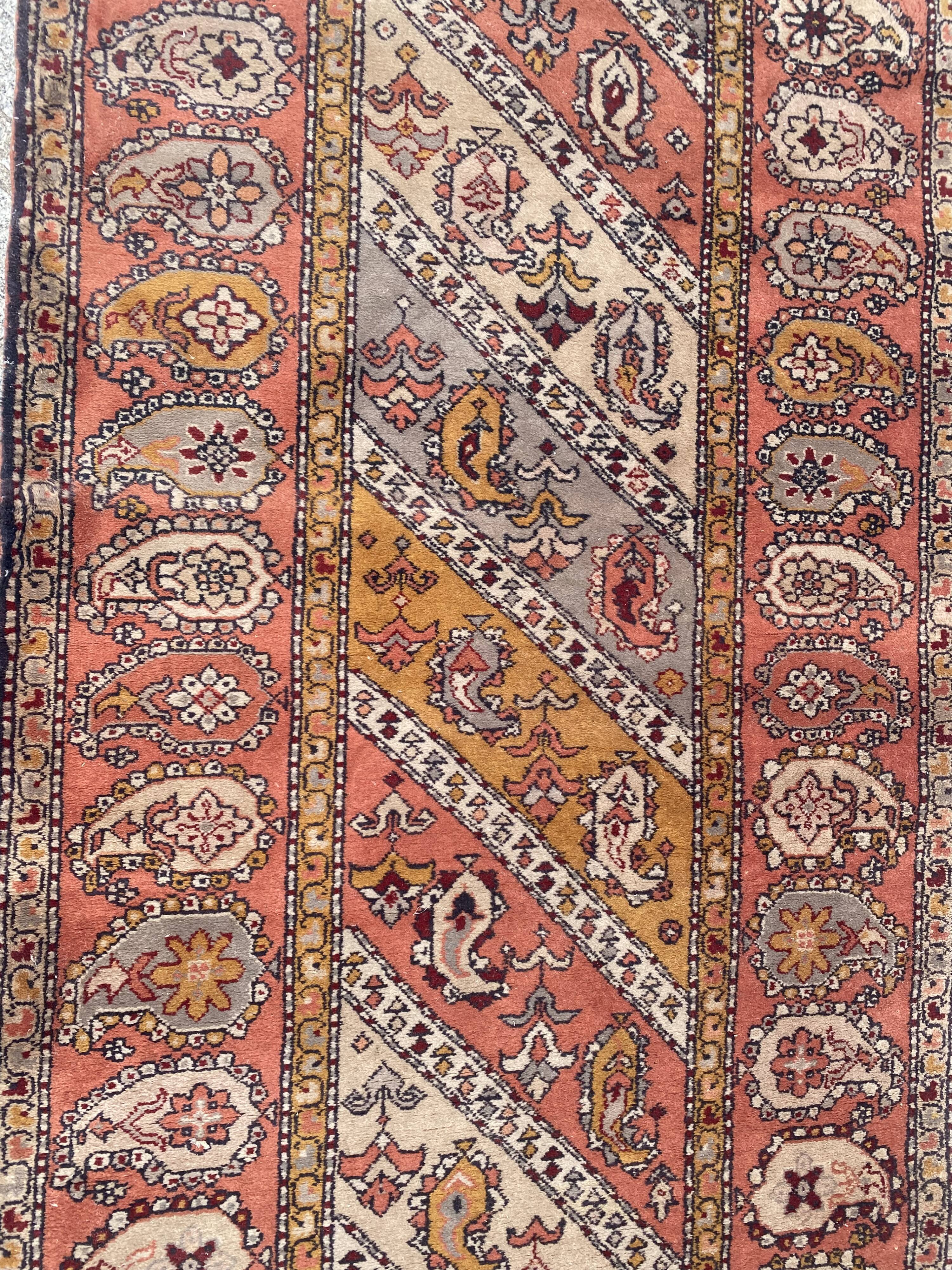 Vintage sinkiang carpet for handmade corridor 90x358 cm