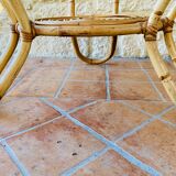 Rattan coffee table with range magazines, vintage circa 60's