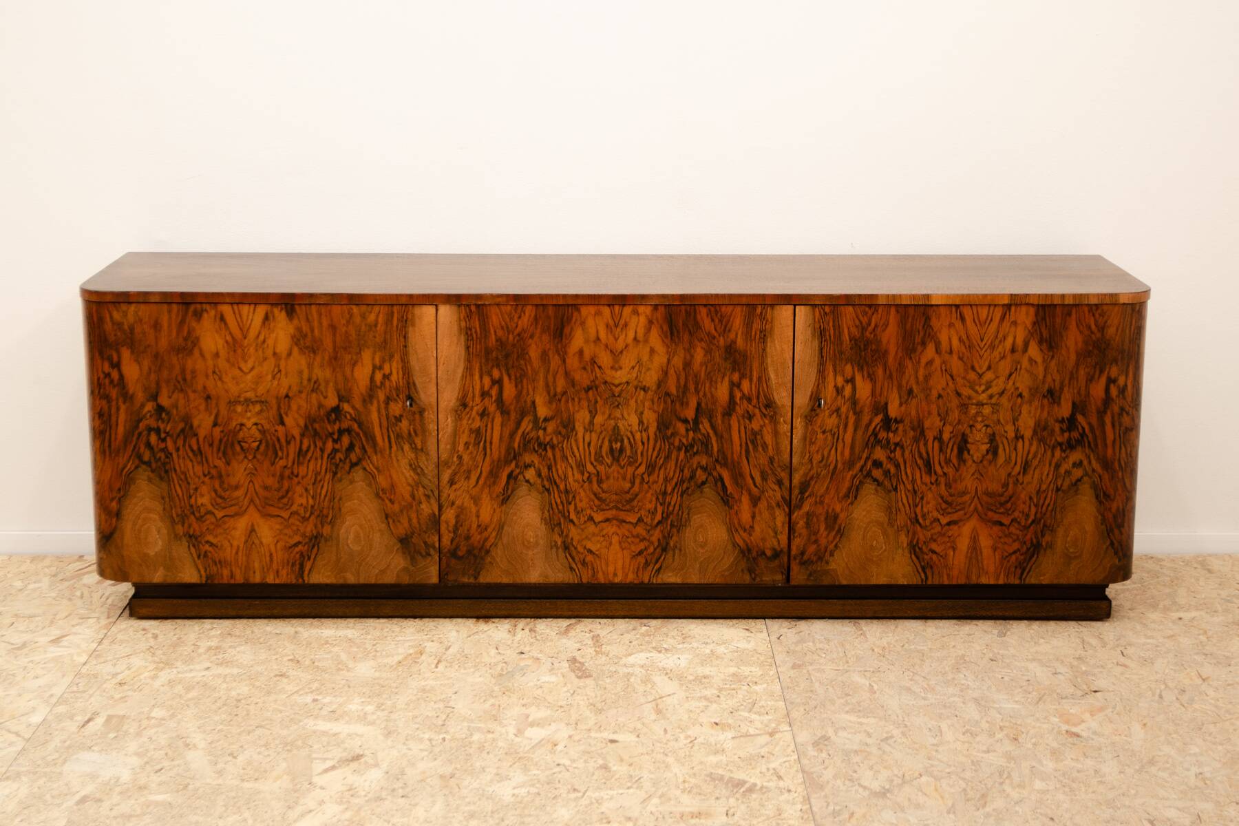 Fully renovated art deco walnut sideboard, 1930s, czechoslovakia