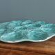 Turquoise barbotine oyster dish Gien France