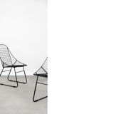 Original Vintage Scandinavian Mid-Century Modern Minimalist Black Wire Prototype Chair, 1960s, Set o