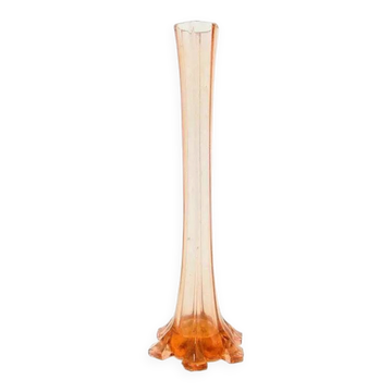 Vase Art Nouveau, verre rosé pressé, Suède, années 1930