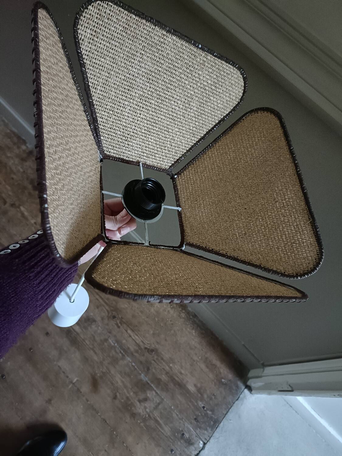 Vintage rattan blade pendant light