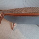 2-seater Louis XV style sofa - arched legs - Art Deco patterned velvet fabric - Beige