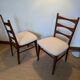 Pair of vintage wood and corduroy chairs