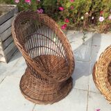Wicker basket armchairs