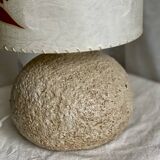 Large vintage 1960-70 chamotte ceramic ball lamp, dried flower lampshade
