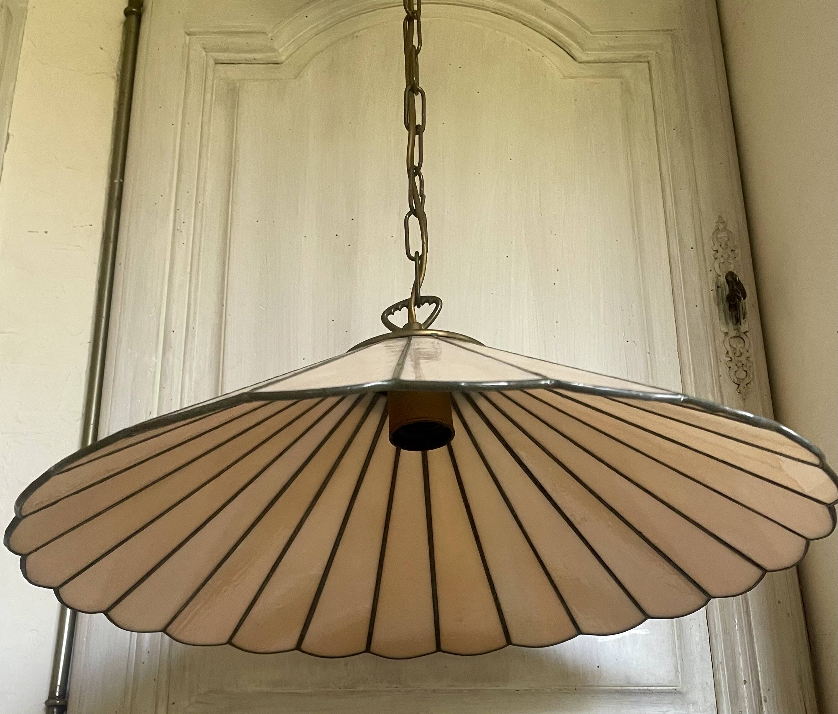 Suspension style Tiffany vintage, opal glass lampshade Ø45cm