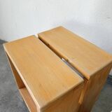 Pair of pine stools or bedside tables, mountain furniture, 1950s