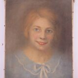 Antique signed painting portrait of a girl oil on canvas 1880 BM1N
