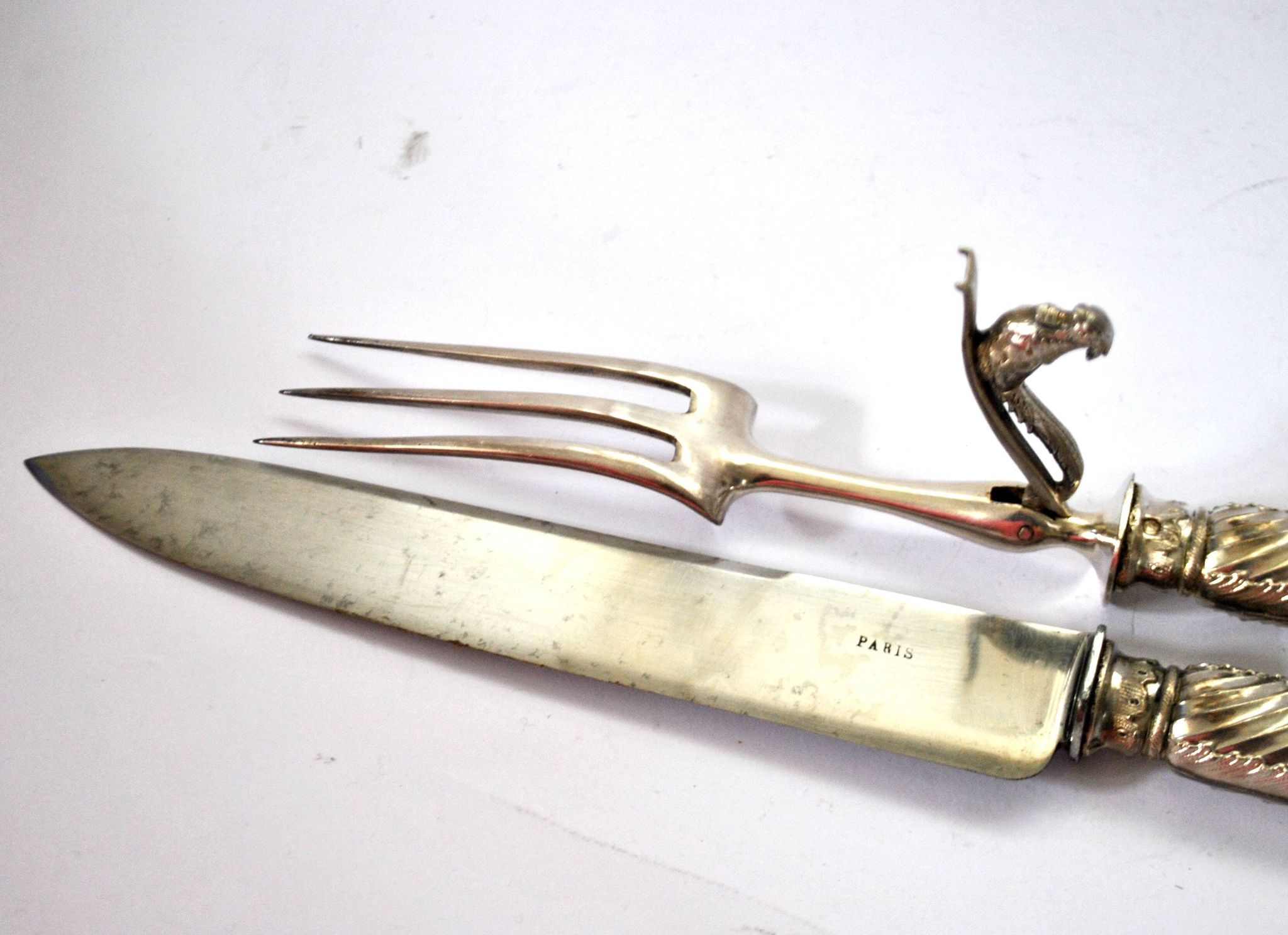 Rococo service cutlery in SILVER Minerve Armand Frenais 1900 Serving knife and fork