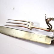 Rococo service cutlery in SILVER Minerve Armand Frenais 1900 Serving knife and fork