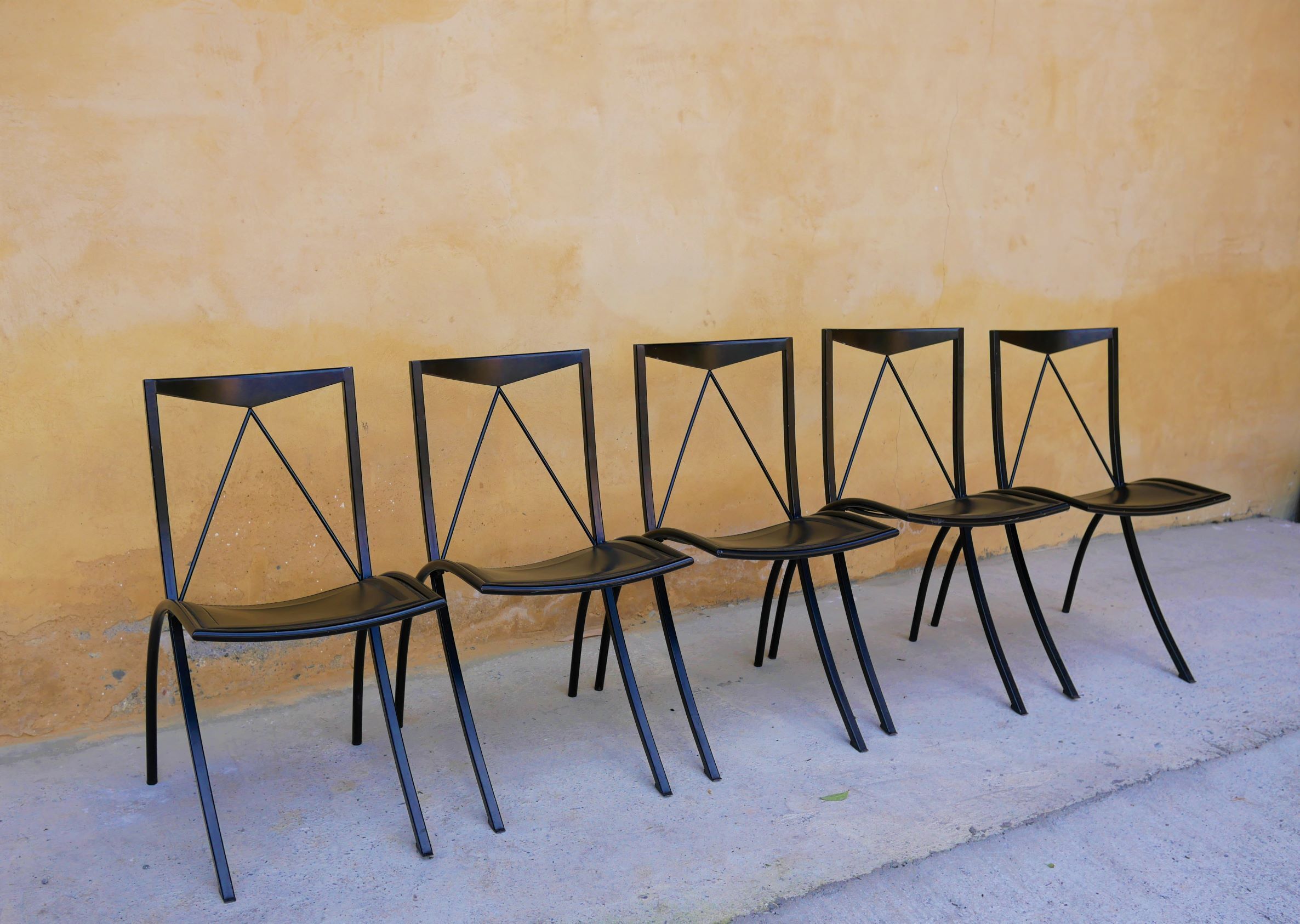 Chair by Cattelan Italia folding vintage leather and metal