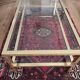 Pierre Vandel Paris 1970s vintage coffee table in brass and glass.