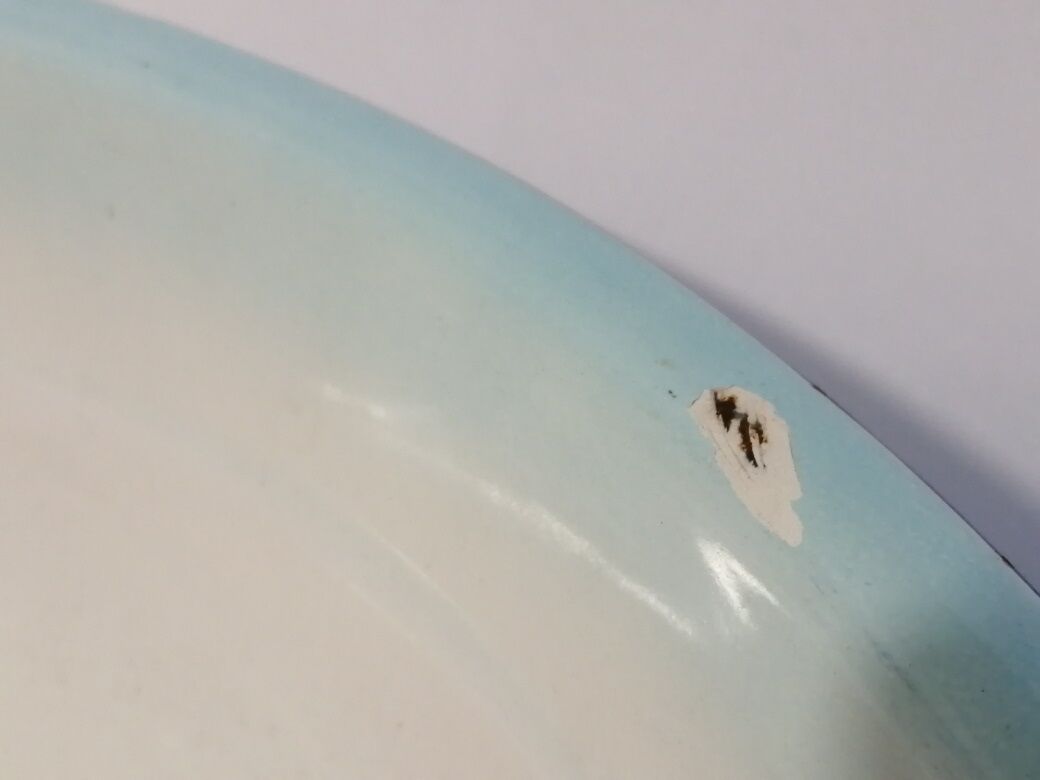 Peacock enamelled metal basin decoration