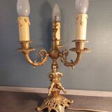 Chandeliers trois branches electrifiés en laiton