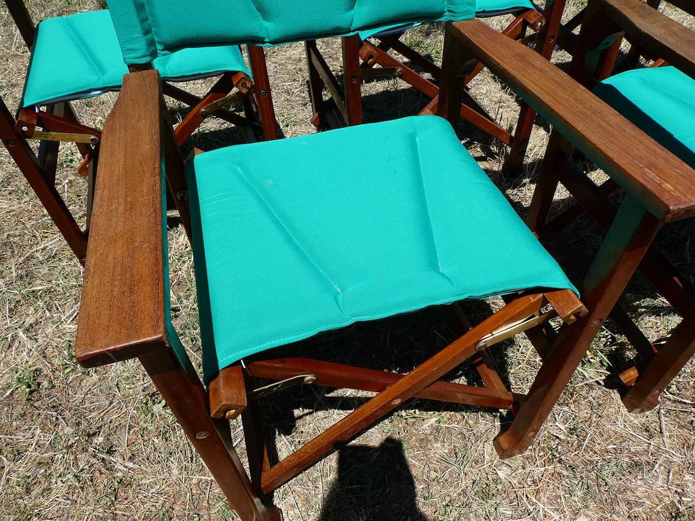 Lot of 6 foldable chairs in solid teak Roland Vlaemynck
