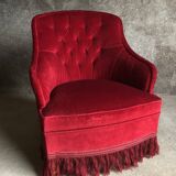 Fauteuil crapaud en velours rouge