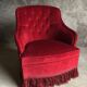 Red velvet toad armchair