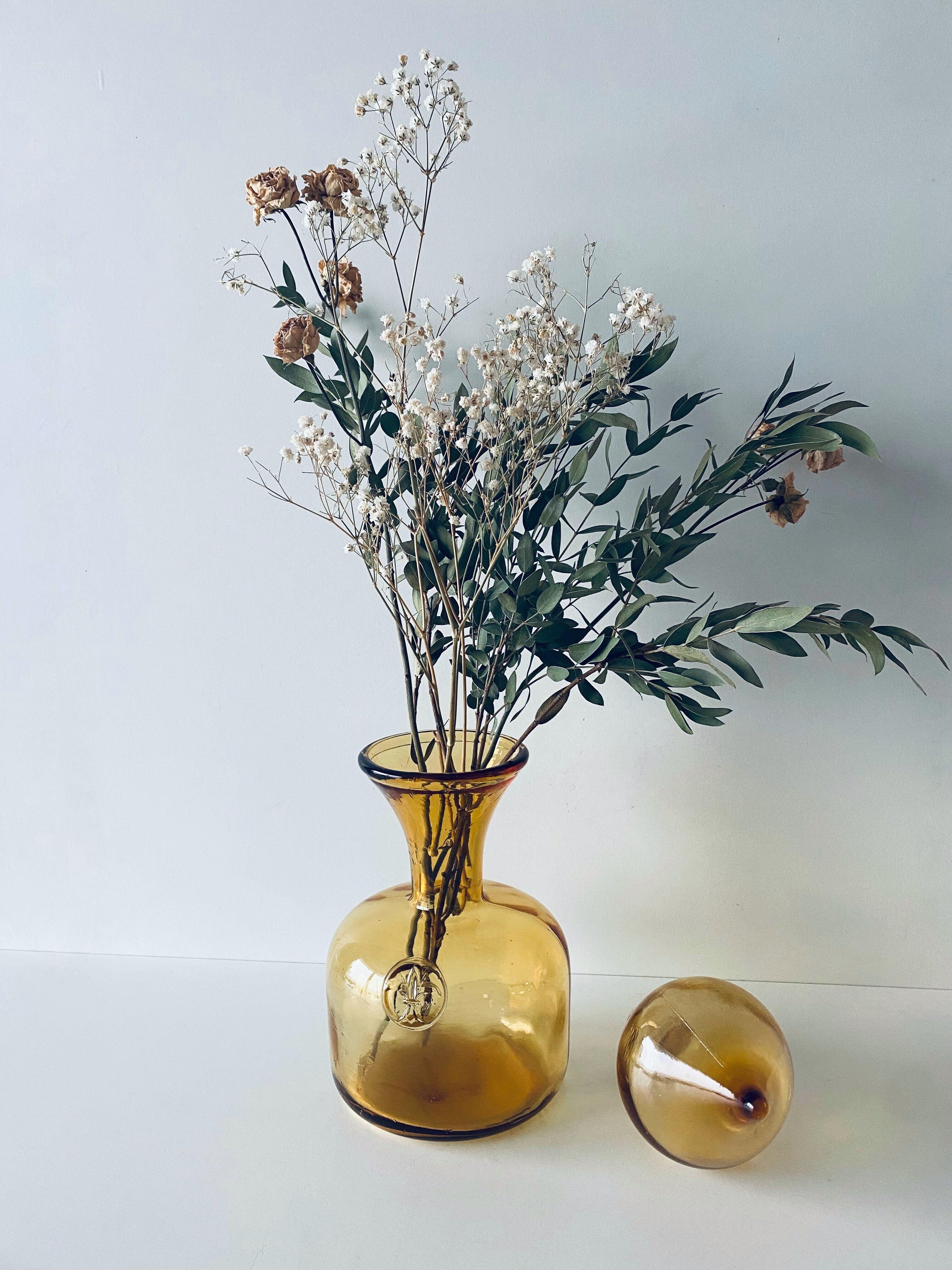 Vintage amber glass decanter