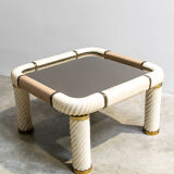 Brass and glass coffee table by Tommaso Barbi 1970'