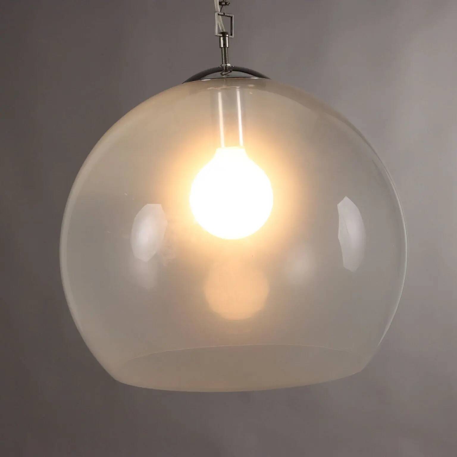 Vintage ceiling light in glass and metal, Italy, 1970s