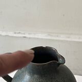 Brownish blue ceramic vase signed AH, France 1950.