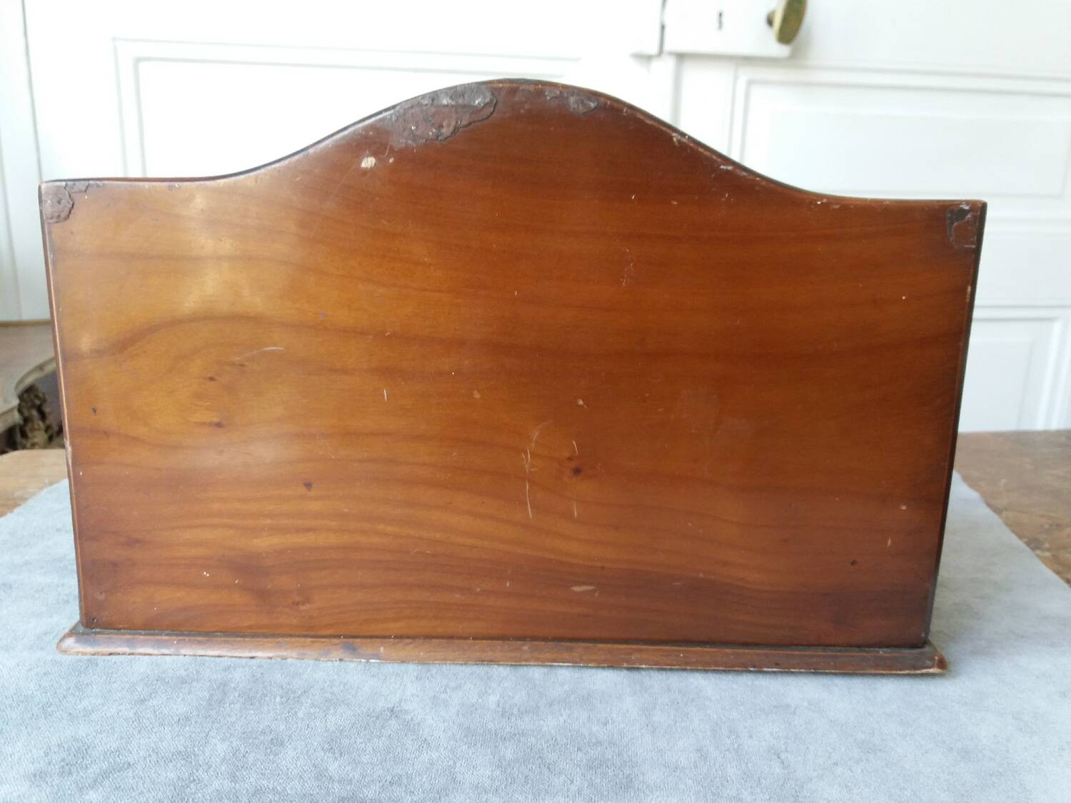 Large art deco mail holder in varnished wood